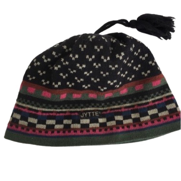 Jytte Other - Vintage Jytte Wool Beanie Hat Fair Isle Knit Tassel Multicolor Unisex Nordic